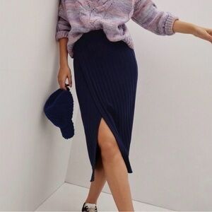 LIKE NEW SP Maeve Navy Blue Ribbed Knit Skirt